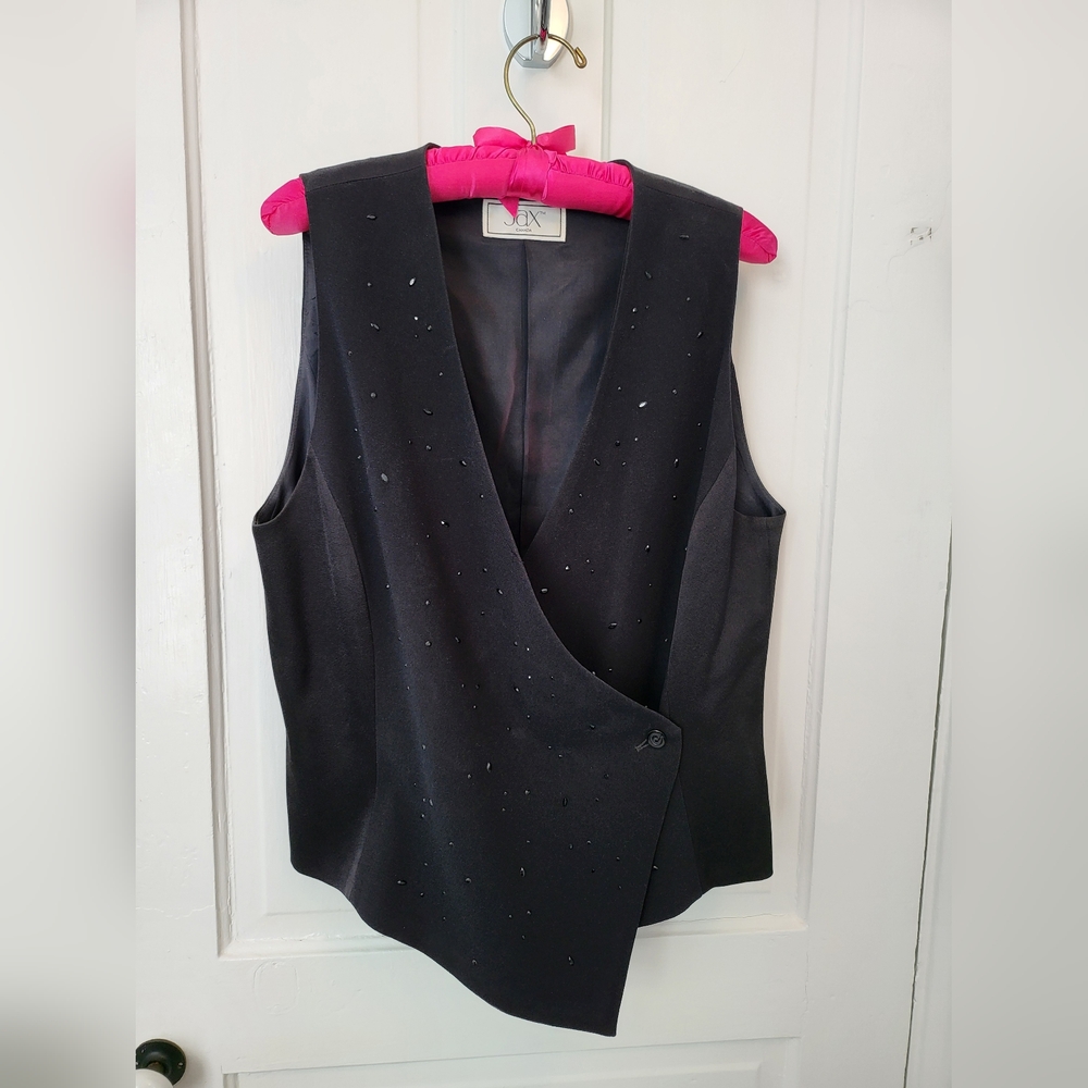 Jax Black Sleeveless Beaded Vest, size 14 (closer to size 12)